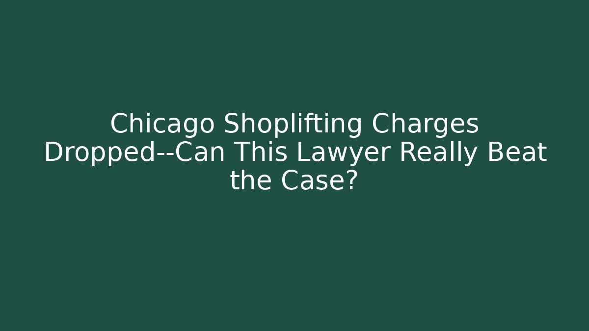 Chicago Shoplifting Charges Dropped—Can This Lawyer Really Beat the Case? - V Auction