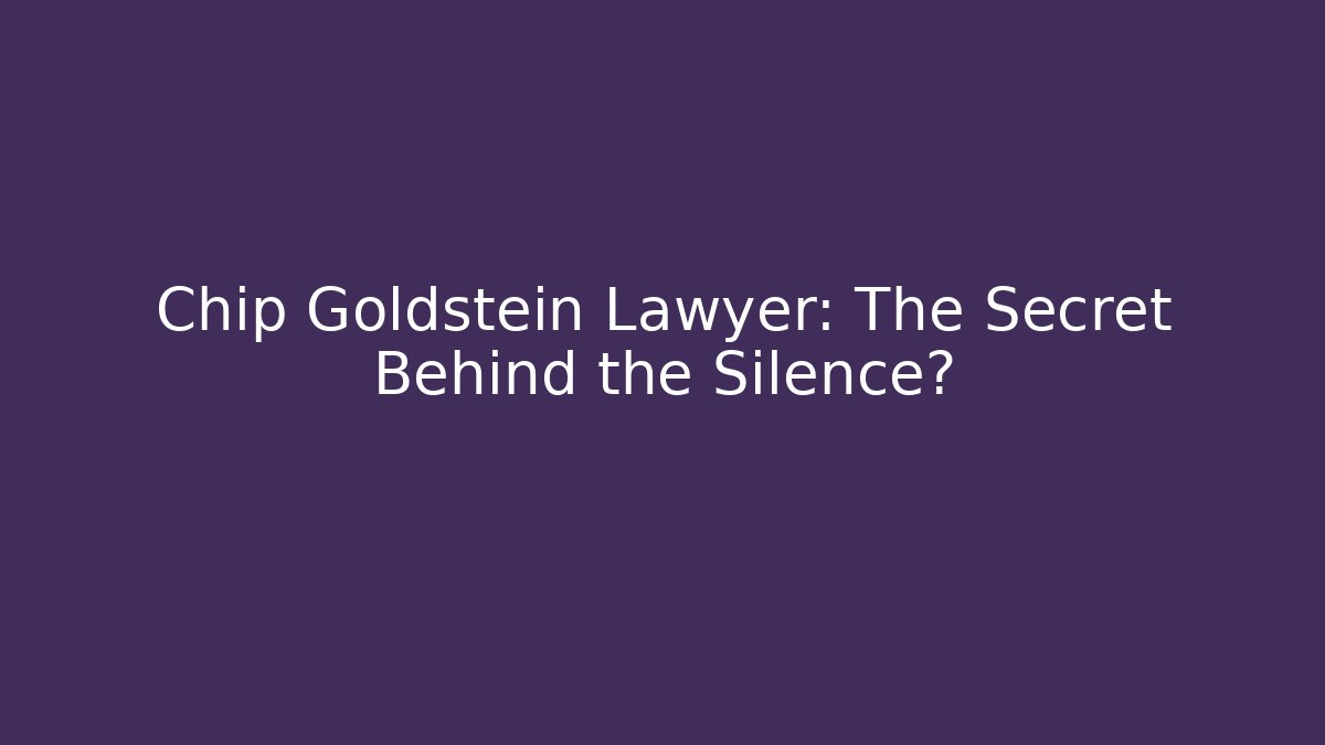 Chip Goldstein Lawyer: The Secret Behind the Silence? - V Auction