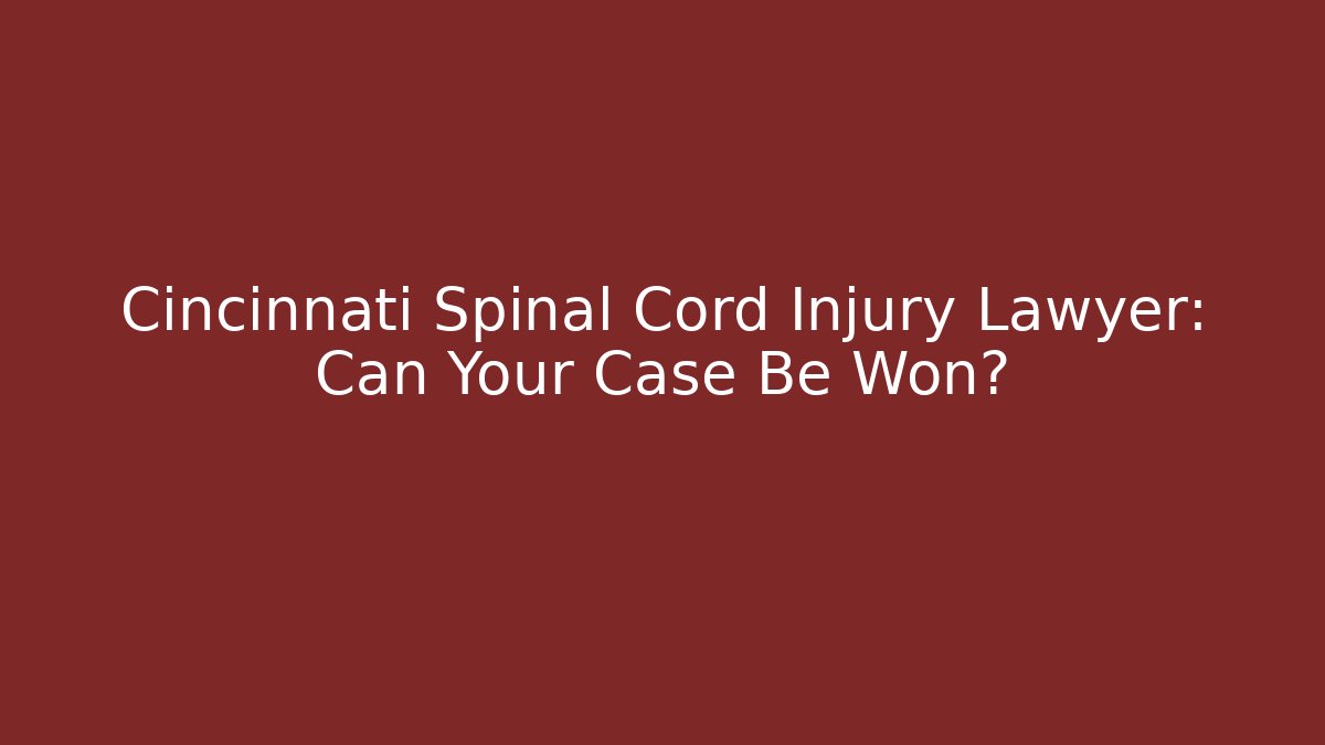 Cincinnati Spinal Cord Injury Lawyer: Can Your Case Be Won?