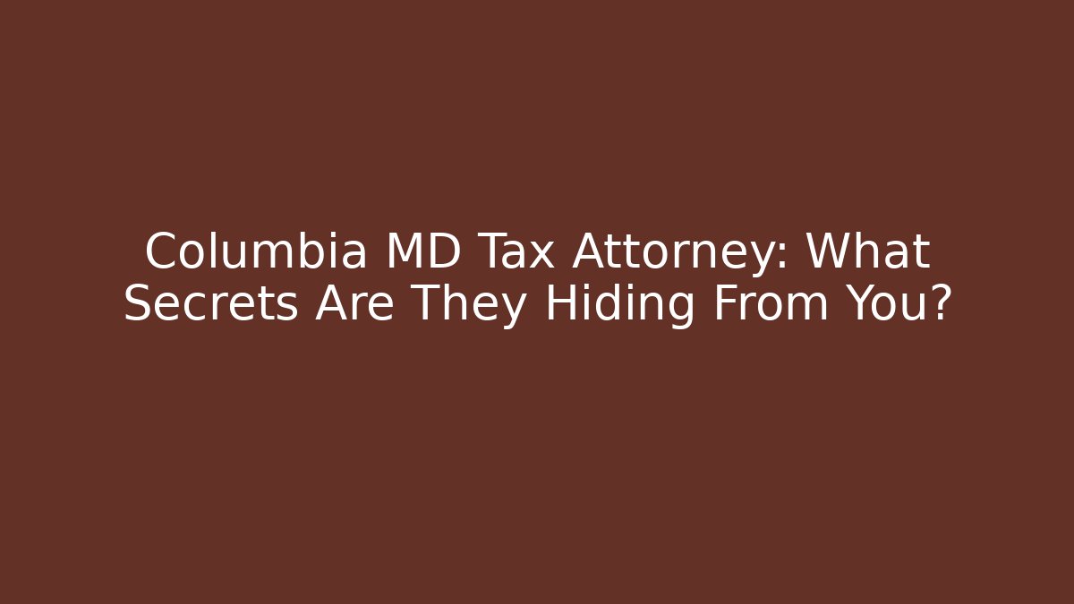 Columbia MD Tax Attorney: What Secrets Are They Hiding From You?
