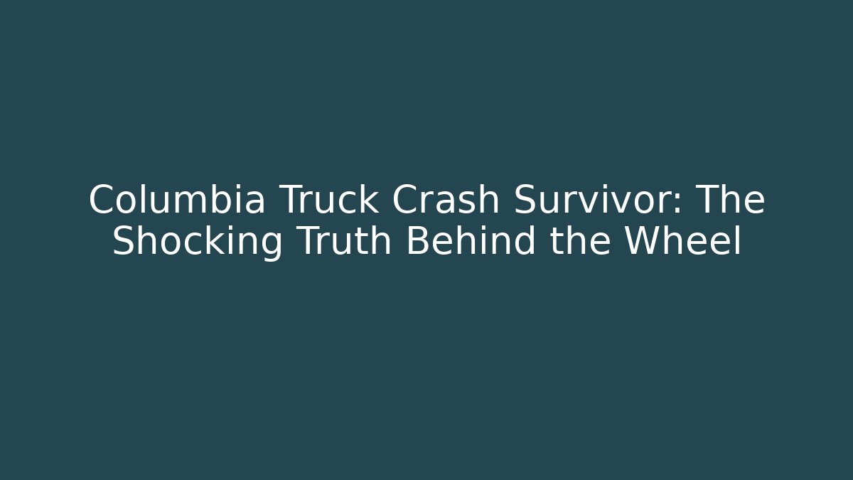 Columbia Truck Crash Survivor: The Shocking Truth Behind the Wheel