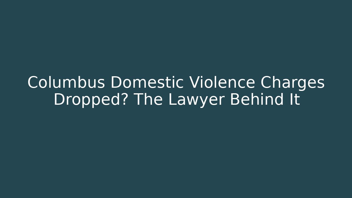 Columbus Domestic Violence Charges Dropped? The Lawyer Behind It