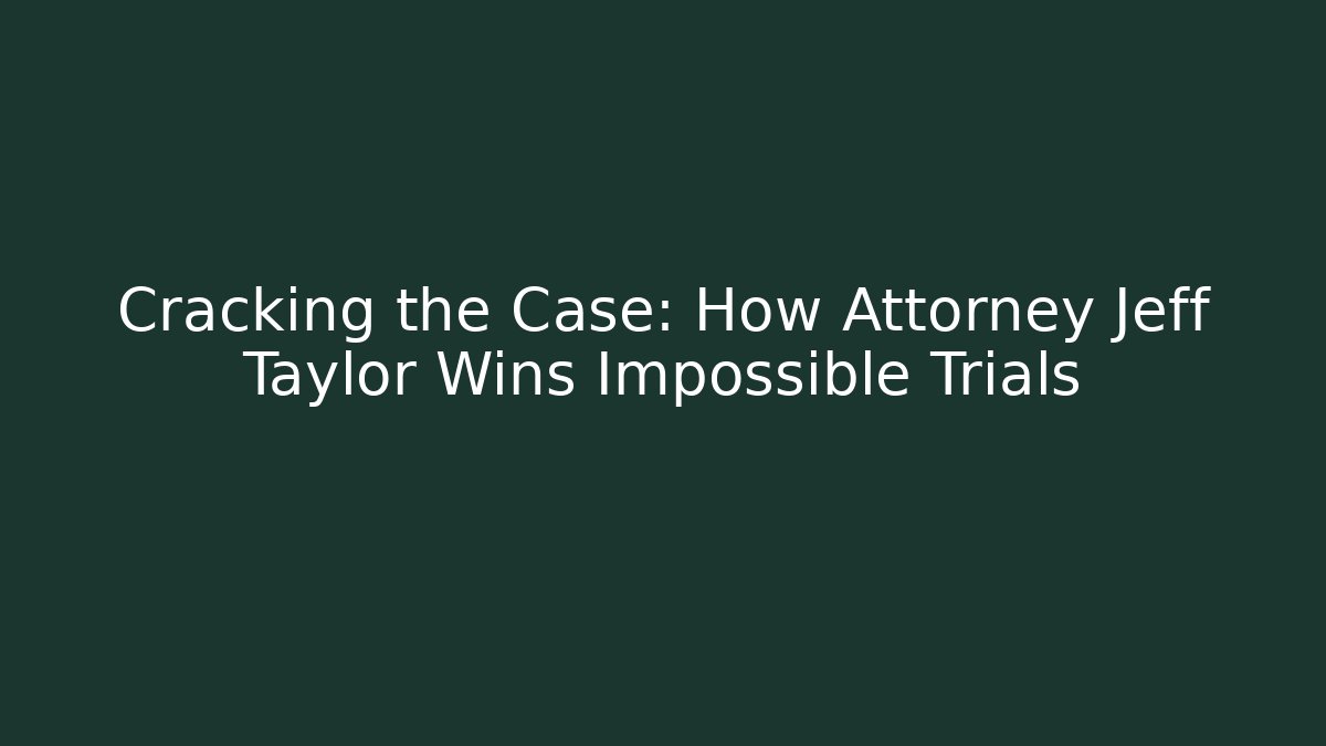 Cracking the Case: How Attorney Jeff Taylor Wins Impossible Trials - V Auction