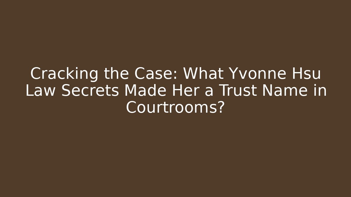 Cracking the Case: What Yvonne Hsu Law Secrets Made Her a Trust Name in Courtrooms?