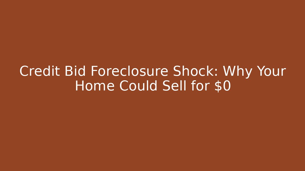 Credit Bid Foreclosure Shock: Why Your Home Could Sell for $0