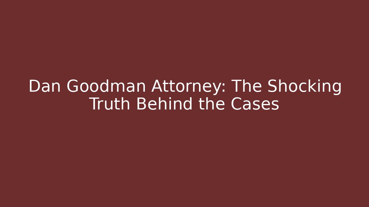 Dan Goodman Attorney: The Shocking Truth Behind the Cases - V Auction