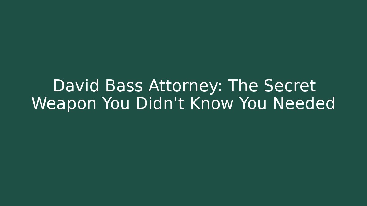 David Bass Attorney: The Secret Weapon You Didn't Know You Needed