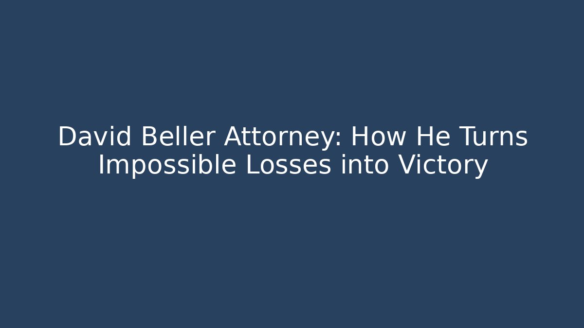 David Beller Attorney: How He Turns Impossible Losses into Victory - V Auction
