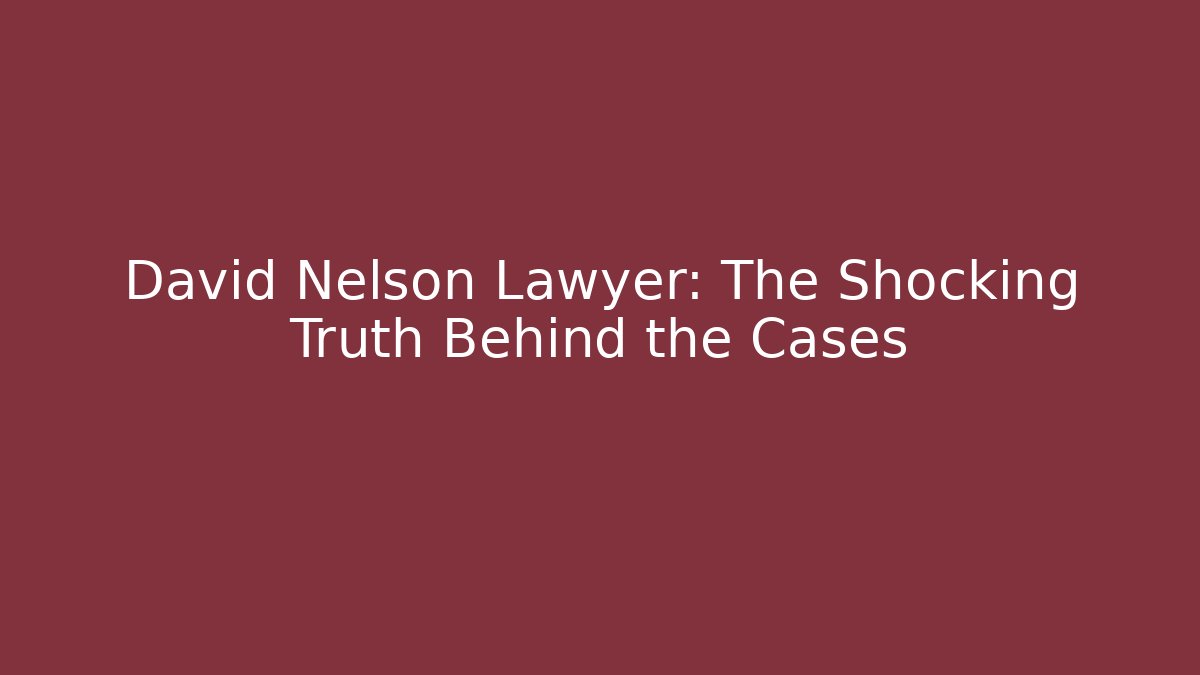 David Nelson Lawyer: The Shocking Truth Behind the Cases - V Auction
