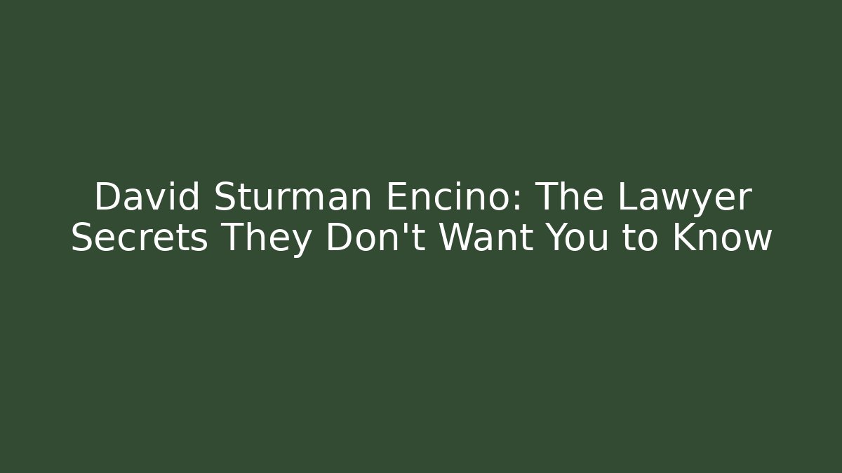David Sturman Encino: The Lawyer Secrets They Don’t Want You to Know