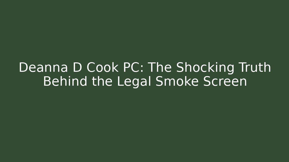 Deanna D Cook PC: The Shocking Truth Behind the Legal Smoke Screen