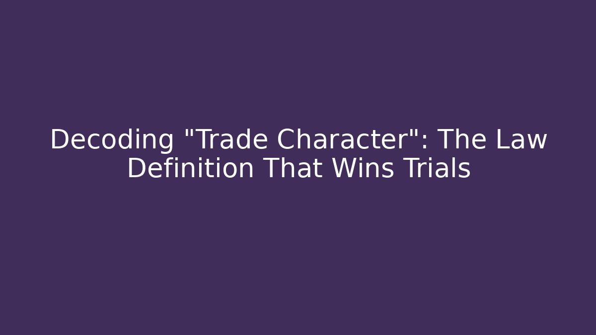 Decoding "Trade Character": The Law Definition That Wins Trials
