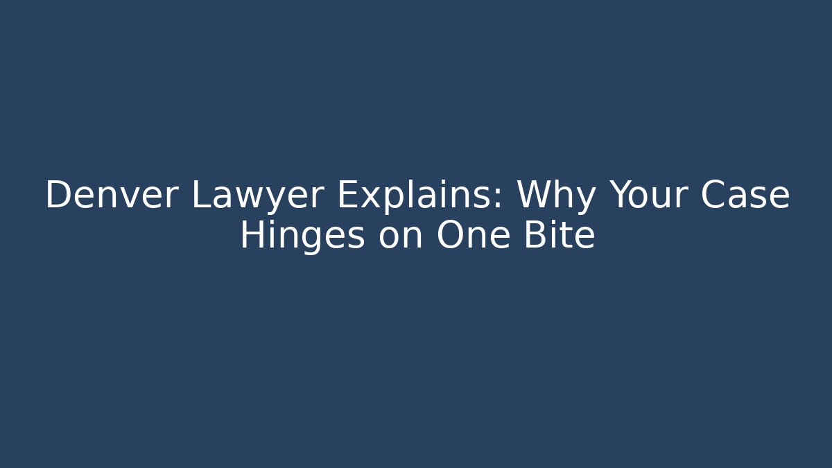 Denver Lawyer Explains: Why Your Case Hinges on One Bite
