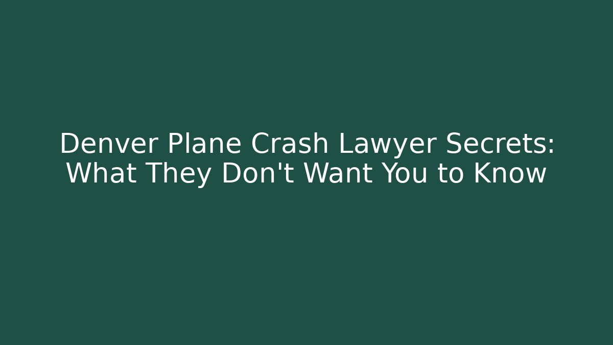 Denver Plane Crash Lawyer Secrets: What They Don't Want You to Know - V Auction