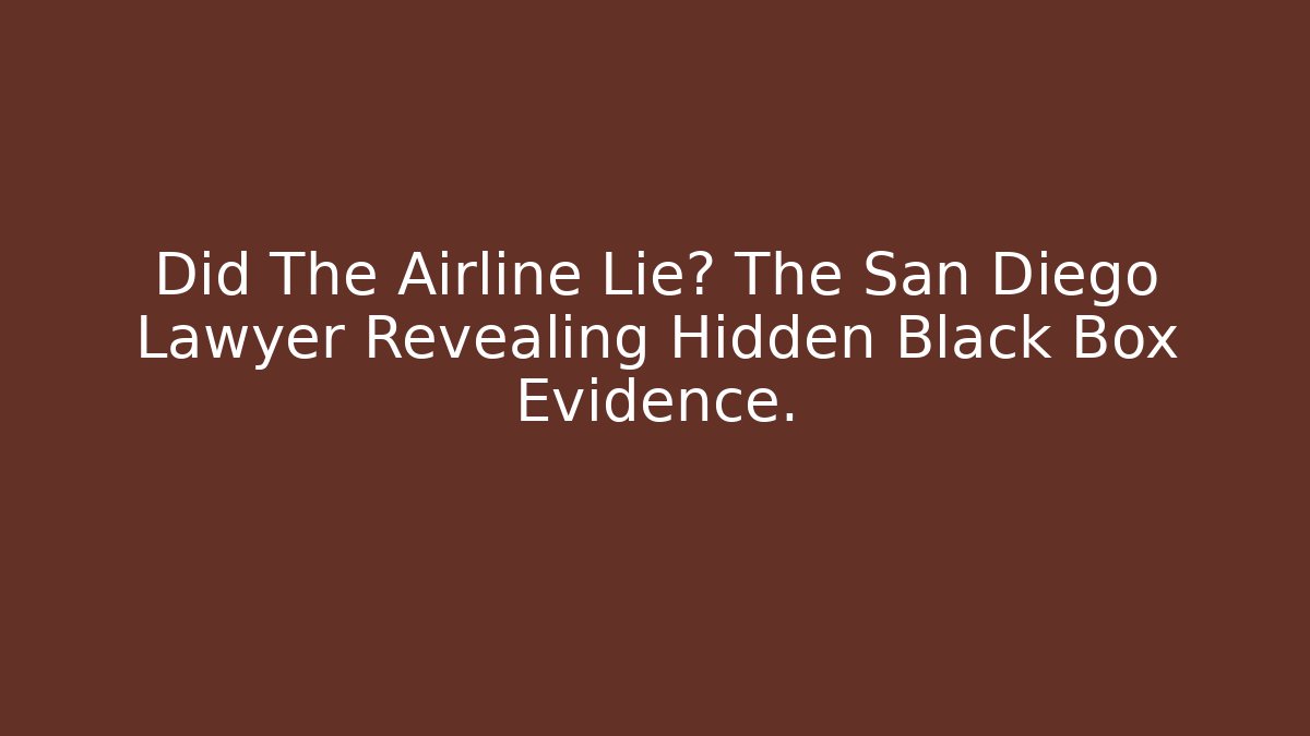 Did The Airline Lie? The San Diego Lawyer Revealing Hidden Black Box Evidence.