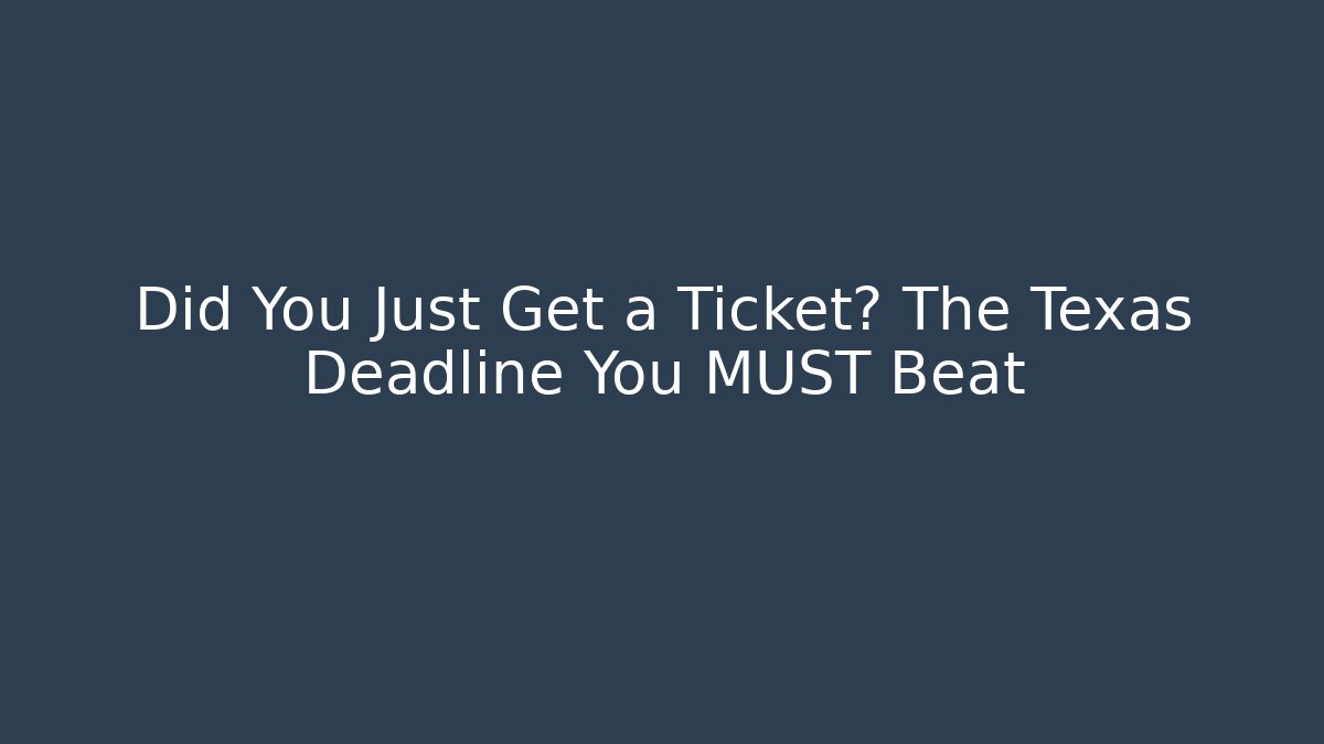 Did You Just Get a Ticket? The Texas Deadline You MUST Beat - V Auction