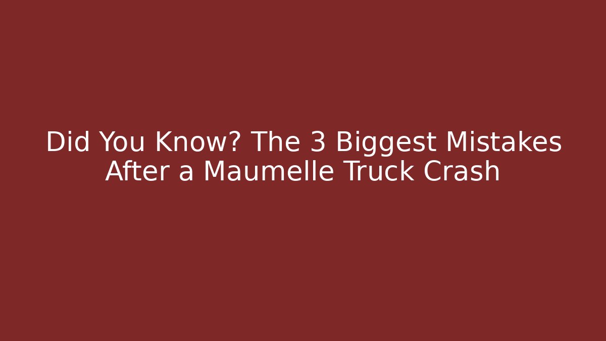 Did You Know? The 3 Biggest Mistakes After a Maumelle Truck Crash