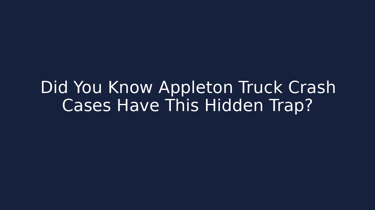 Did You Know Appleton Truck Crash Cases Have This Hidden Trap? - V Auction