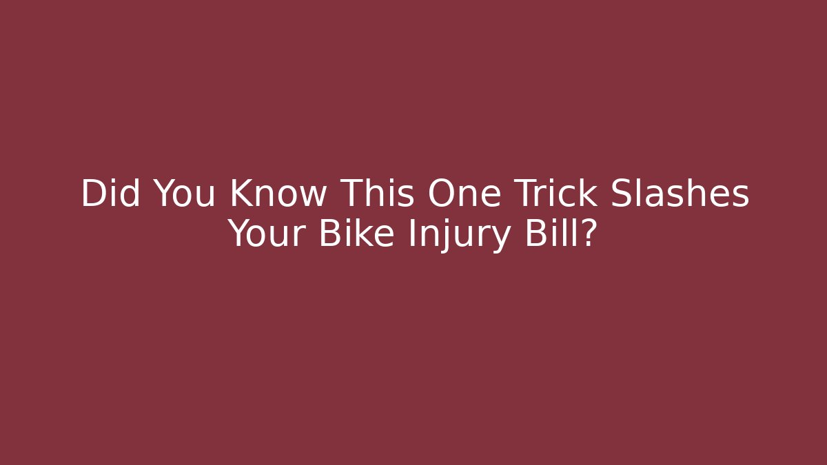 Did You Know This One Trick Slashes Your Bike Injury Bill?