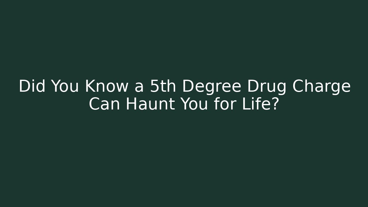 Did You Know a 5th Degree Drug Charge Can Haunt You for Life?