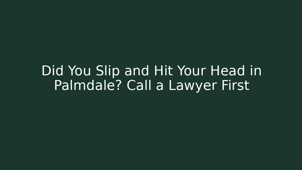 Did You Slip and Hit Your Head in Palmdale? Call a Lawyer First