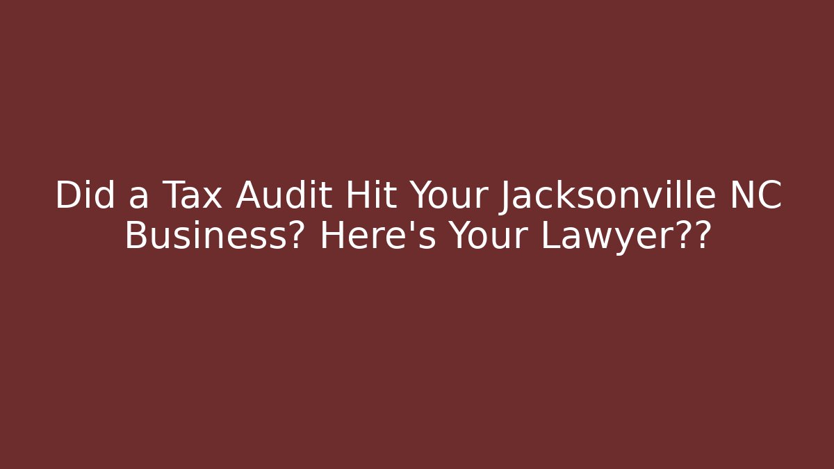 Did a Tax Audit Hit Your Jacksonville NC Business? Here's Your Lawyer应对