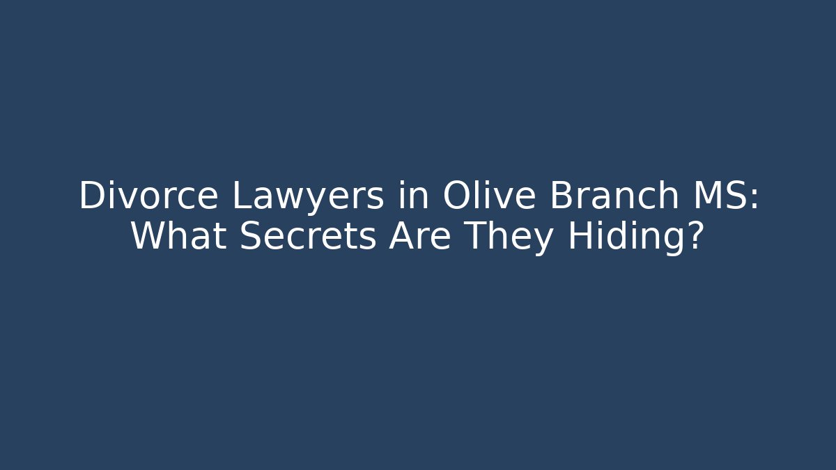 Divorce Lawyers in Olive Branch MS: What Secrets Are They Hiding? - V Auction