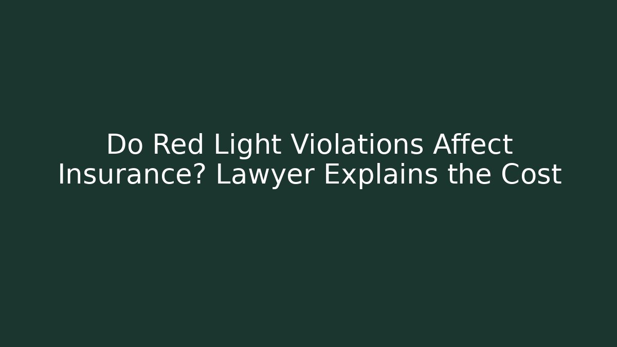 Do Red Light Violations Affect Insurance? Lawyer Explains the Cost - V Auction