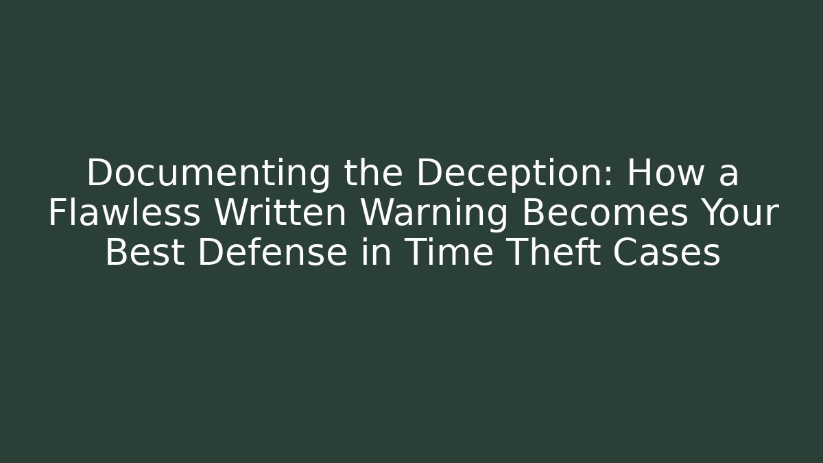 Documenting the Deception: How a Flawless Written Warning Becomes Your Best Defense in Time Theft Cases