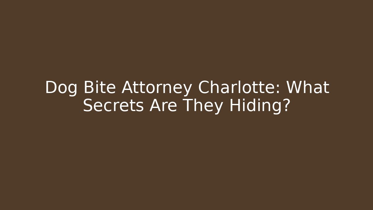 Dog Bite Attorney Charlotte: What Secrets Are They Hiding? - V Auction