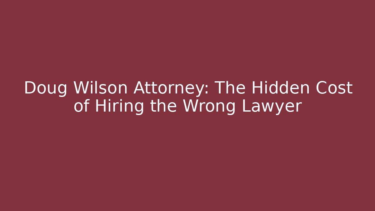 Doug Wilson Attorney: The Hidden Cost of Hiring the Wrong Lawyer