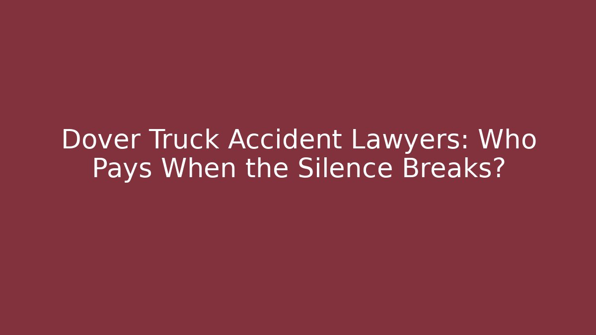 Dover Truck Accident Lawyers: Who Pays When the Silence Breaks?