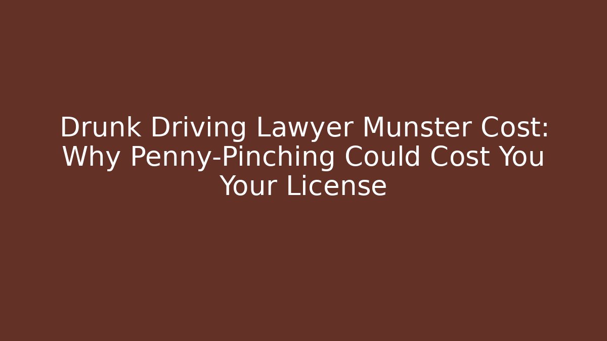 Drunk Driving Lawyer Munster Cost: Why Penny-Pinching Could Cost You Your License