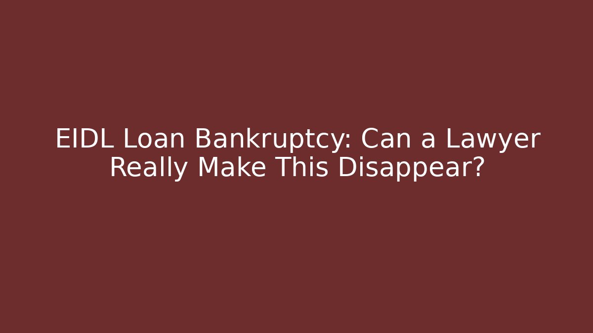 EIDL Loan Bankruptcy: Can a Lawyer Really Make This Disappear?