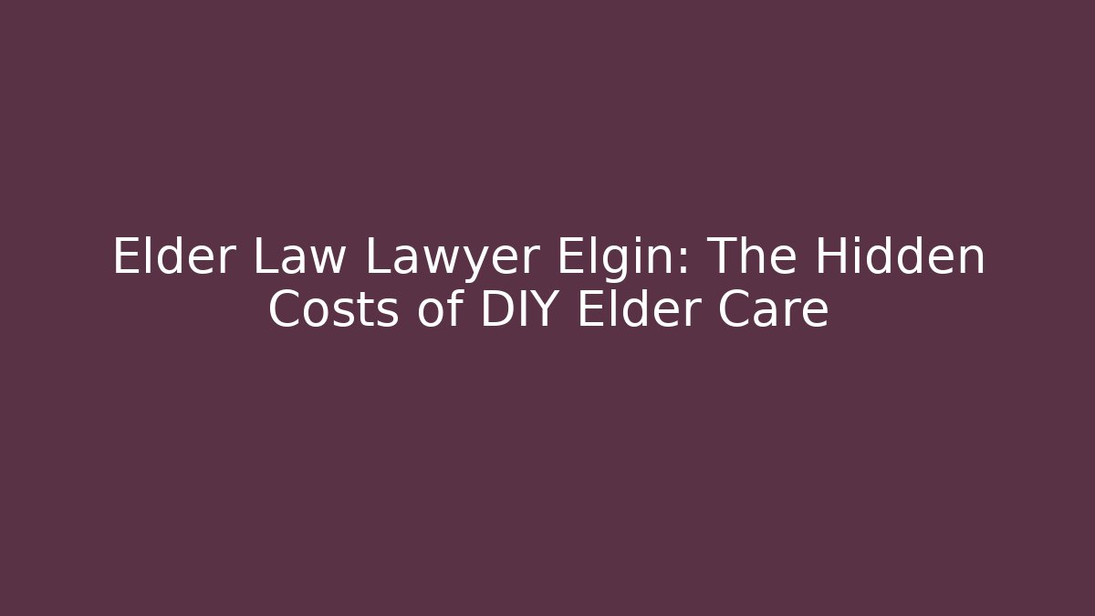 Elder Law Lawyer Elgin: The Hidden Costs of DIY Elder Care
