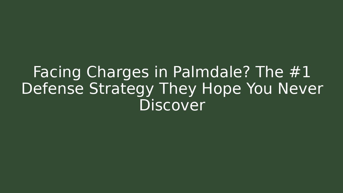 Facing Charges in Palmdale? The #1 Defense Strategy They Hope You Never Discover