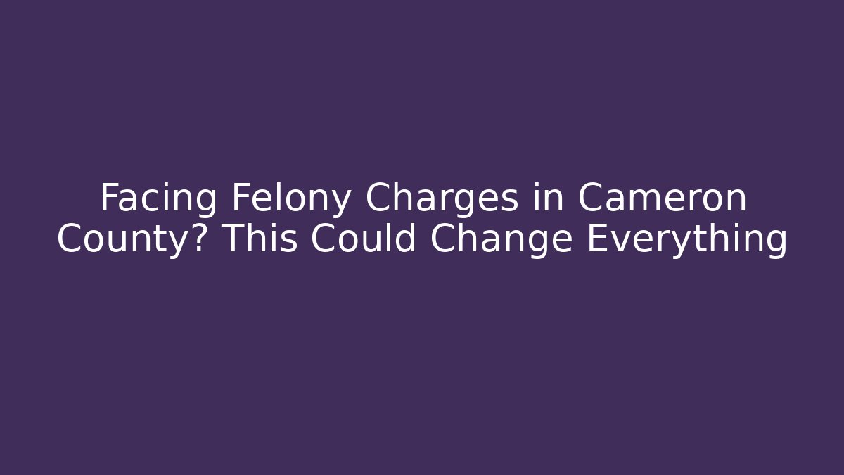 Facing Felony Charges in Cameron County? This Could Change Everything