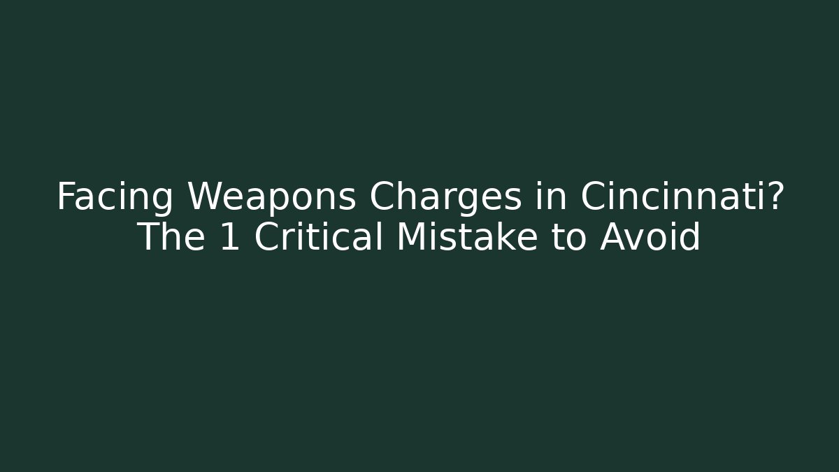 Facing Weapons Charges in Cincinnati? The 1 Critical Mistake to Avoid