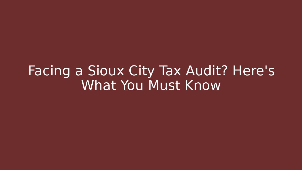 Facing a Sioux City Tax Audit? Here's What You Must Know