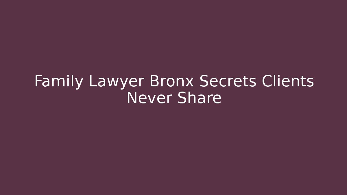 Family Lawyer Bronx Secrets Clients Never Share