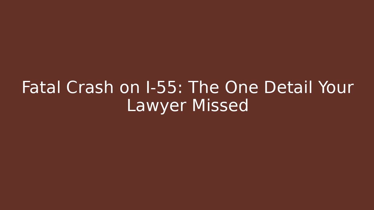 Fatal Crash on I-55: The One Detail Your Lawyer Missed