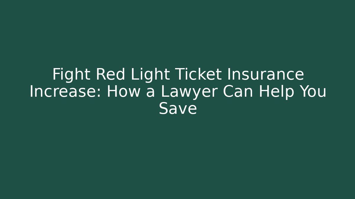 Fight Red Light Ticket Insurance Increase: How a Lawyer Can Help You Save