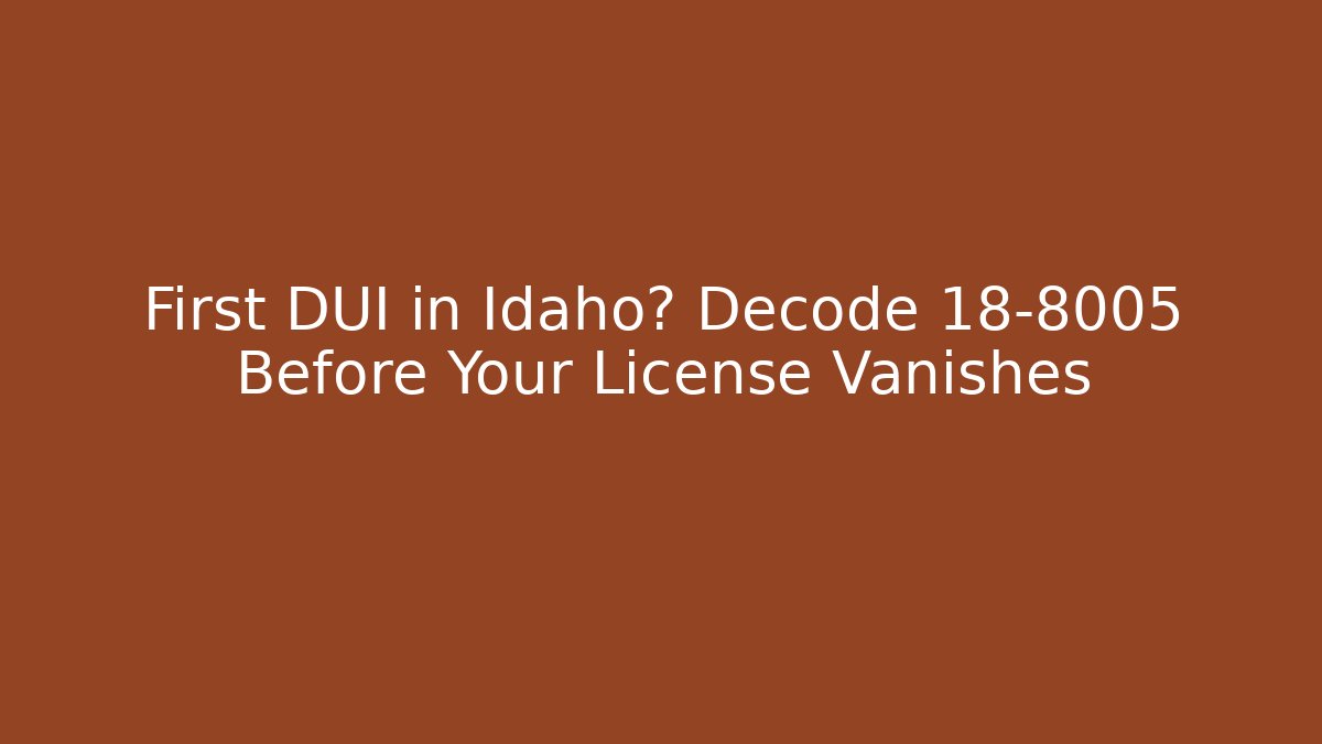 First DUI in Idaho? Decode 18-8005 Before Your License Vanishes