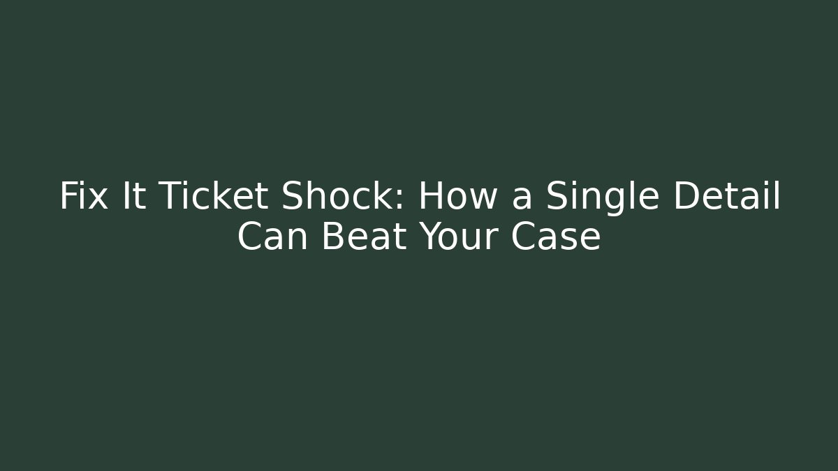 Fix It Ticket Shock: How a Single Detail Can Beat Your Case - V Auction