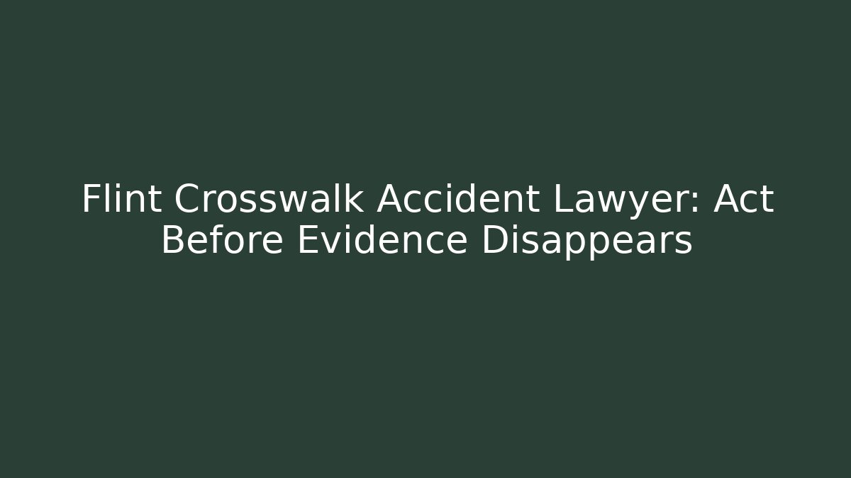 Flint Crosswalk Accident Lawyer: Act Before Evidence Disappears