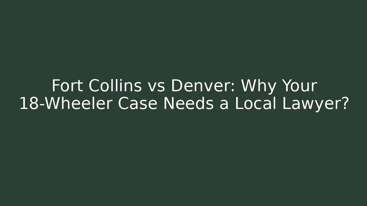 Fort Collins vs Denver: Why Your 18-Wheeler Case Needs a Local Lawyer?