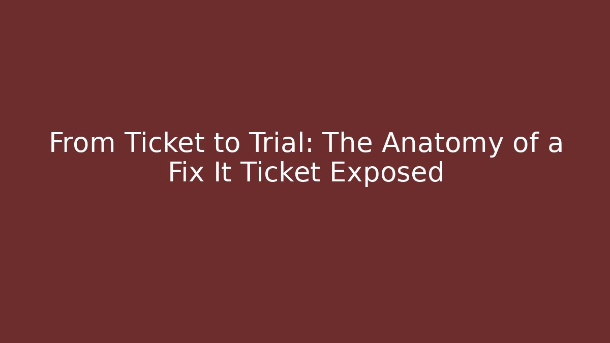 From Ticket to Trial: The Anatomy of a Fix It Ticket Exposed