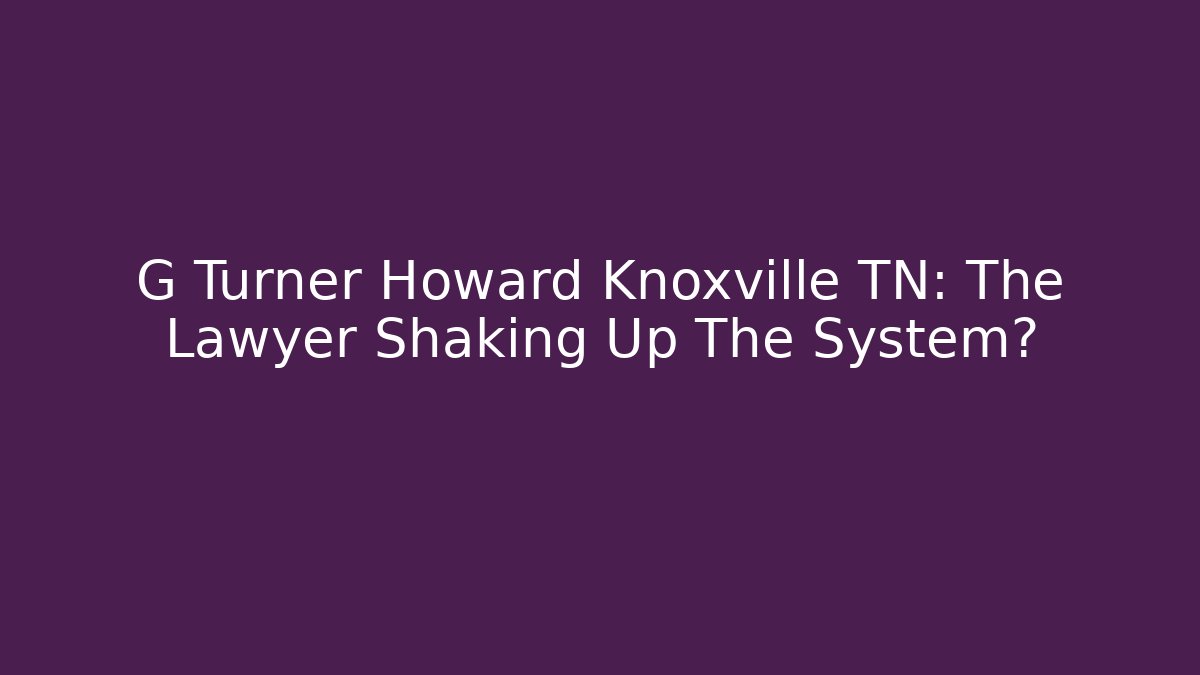 G Turner Howard Knoxville TN: The Lawyer Shaking Up The System?