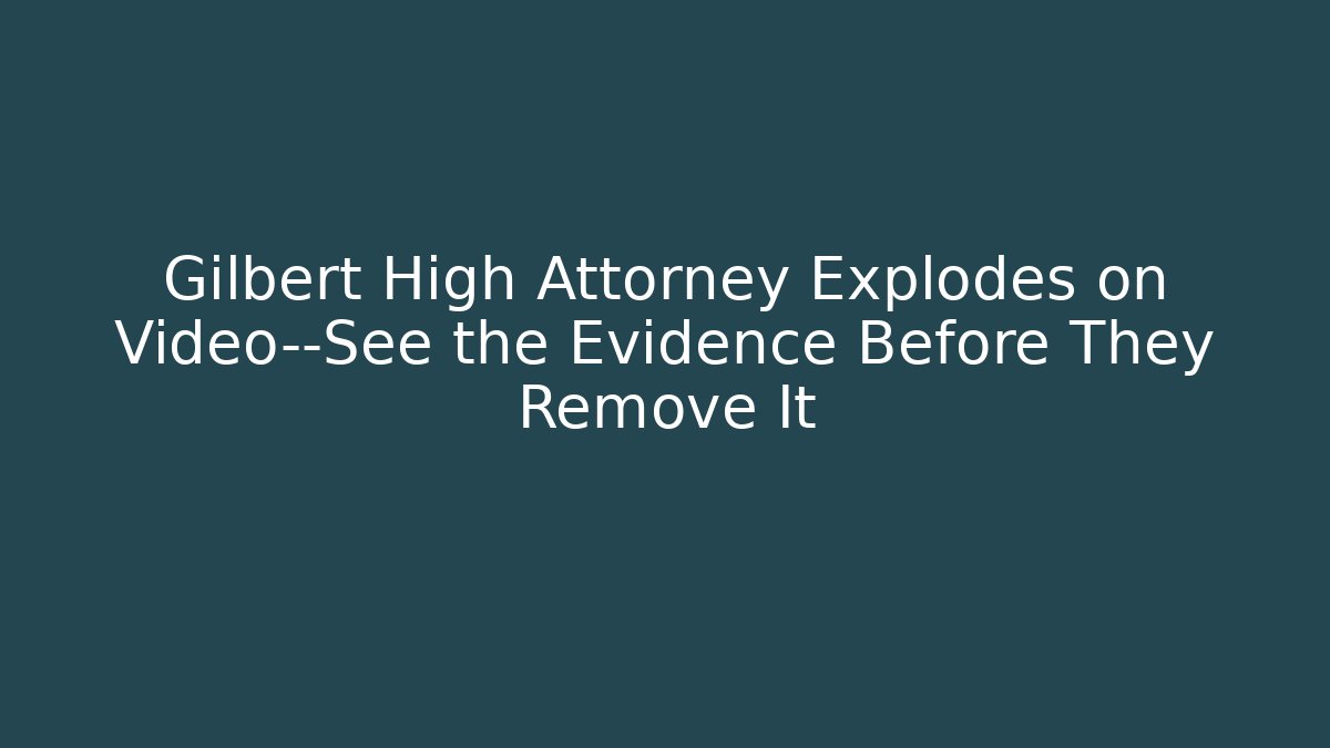 Gilbert High Attorney Explodes on Video—See the Evidence Before They Remove It - V Auction