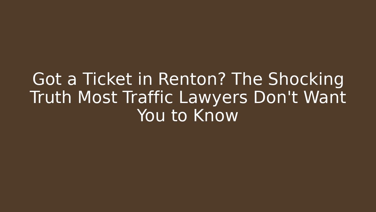 Got a Ticket in Renton? The Shocking Truth Most Traffic Lawyers Don't Want You to Know